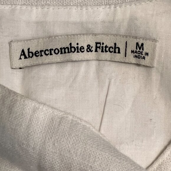 Abercrombie & Fitch Women's A-Line Dress White Linen Sleeveless Size M Pockets - Picture 5 of 10